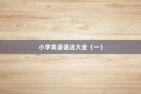 小学英语语法大全（一）